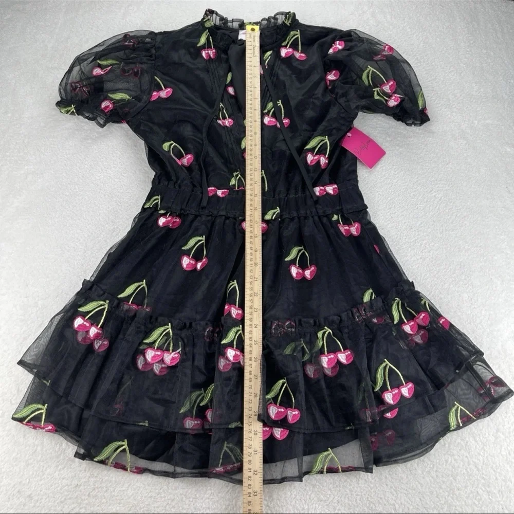 Buddy Love Sz Medium CLEMENTINE Elastic Waist Mini Dress Wild Cherries Black NWT - Picture 10 of 13